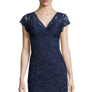 Marina Cap Sleeve Layered Lace Cocktail Dress